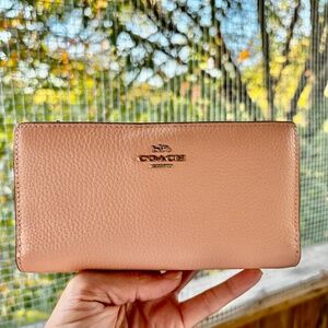COACH Coral Pebbled Leather Snap Closure Wallet